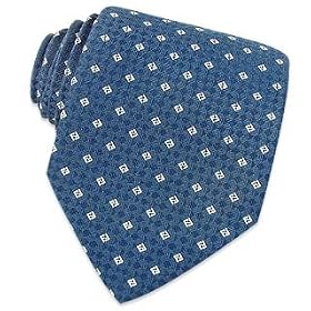Fendi Square Logo Cobalt Blue Jacquard Silk Tie