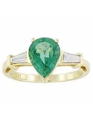 18K Yellow Gold Emerald and Diamond Ring -- LIFETIME WARRANTY