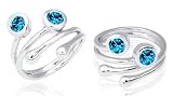 Round Cut London Blue Topaz Toe/Pinky Ring Sterling Silver