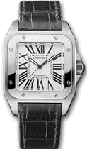 Cartier Midsize Santos 100 Automatic Leather Watch #W20106X8