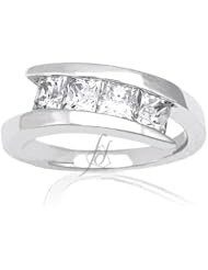 0.70 Ct Open Channel Set Princess Cut Diamond Fashion Right Hand Ring 14K SI2-H