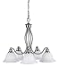 Murray Feiss Garrett Five-Light Chandelier in Brushed Steel and White Alabaster Glass #F2117/5BS