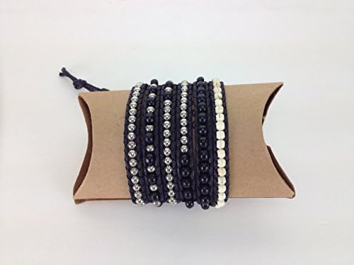 Wrap Bracelet,5 Wrap,Cotton Howlite Natural Stone Sea Glass Beads, Christmas Gifts,Lenght 36Inc Width 0.25Inc #I09