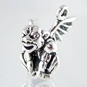 Three Dimensional Gothic Seated Gargoyle Pendant in Sterling Silver, #2612