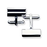 Sterling Silver Black Enameled Cuff Links