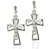 Pugster Rhinestone Covered Celtic Cross Dangle Earrings