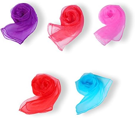 Vchanel Hemmed Square 24" Scarves,Music Rhythm Fun Magic Show Scarves (5 Colors per Package)