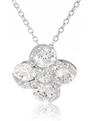 Diamond Veneer Clustered Round Cubic-Zirconia Stones Pave Pinwheel Pendant Necklace, 12"