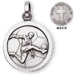 Sterling Silver Philippians 4:13 Boys Soccer Medal and 20-inch Chain