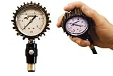 Longacre Racing Liquid Filled Tire Air Pressure Gauge2-1/2 Glow in the Dark Face0-15 PSI by 1/4 lb with 17 ultra flex hose