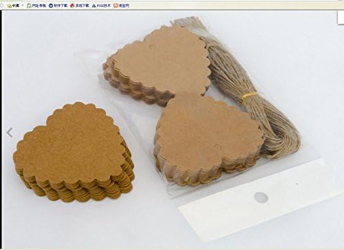 50pcs/100pcs Gift Wedding Tag Heart shape with Brown Strings Price Label Card Kraft Paper (100pcs Kraft label with  50 yards linen string)