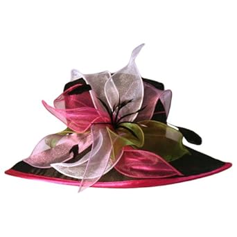 Black & Fuchsia Organza Fancy Church Derby Style Hat