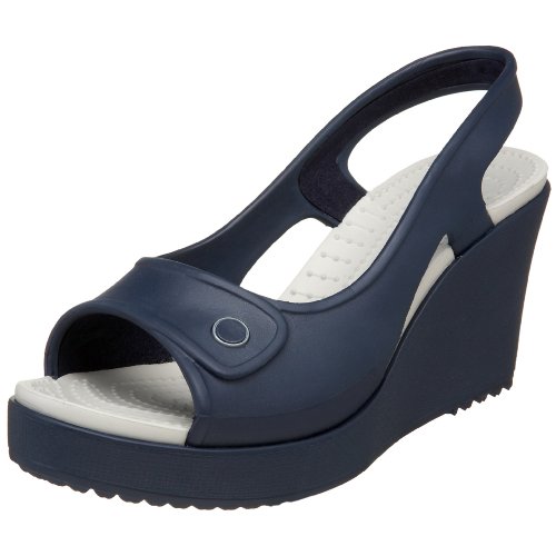 410EUoAnXaL Buy crocs Womens Havana Wedge Slingback,Navy/Pearl White,6 M