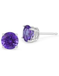 6mm Platinum Tanzanite Stud Earrings Screw Back Posts