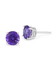 5mm Platinum Tanzanite Stud Earrings Push Back Posts