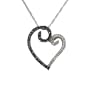 10K White Gold Black and White Diamond Open Heart Pendant (1/4 cttw), 18"