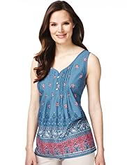 Pure Cotton Paisley Border Print Camisole Top