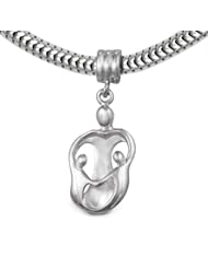 Loving Family® Sterling Silver Heart Charm Mother and 2 Children - Fits Pandora European Charm Bracelets