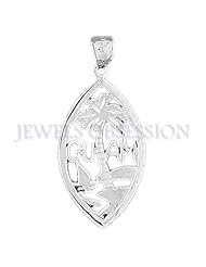 Rhodium-Plated 925 Sterling Silver Guam Pendant