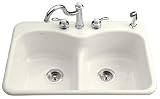 KOHLER K-6626-5-96 Langlade Smart Divide Self-Rimming Kitchen Sink, Biscuit