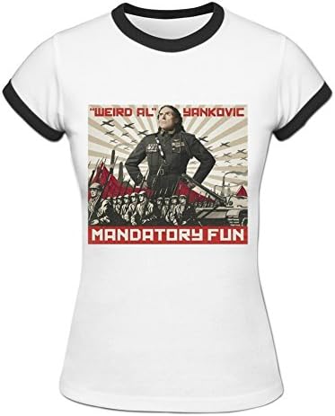 Shirley Mall Women's Weird Al Yankovic Mandatory Round Neck Ringer T-Shirt XXL White