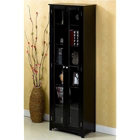 Oxford 24w 6 shelf Bookcase With Glass Doors, SIX SHELF 24, BLACK by Home Decorators Collection