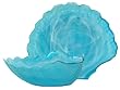 Colorful Recycled Art Glass Large Aqua Blue Scallop Bowl 13"D, 3.5"H