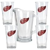 Detroit Red Wings 4pc Pint Ale Glass & 60oz Pitcher Set - Priamry Logo NHL Hockey