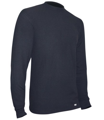 Polarmax Heavy Weight Quattro Fleece Men's Long Sleeve Crew Tee (Black, Large)