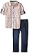 Kids Headquarters Little Boys' Plaid Yellow Roll-Up Sleeve Shirt with Jean