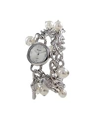 Geneva Platinum 12221712 Womens Rhinestone and Faux Pearl-accented Wrap Around Watch-SILVER