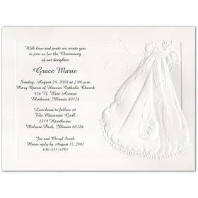 Embossed Christening Gown Baptism Christening Invitations - Set of 20