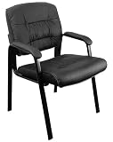 Guest Chair / Visitors Chair - Contemporary Side Chair with Black Leather - BT-1404-GG