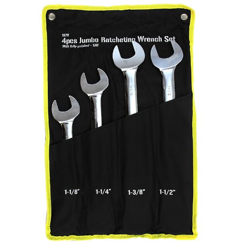 4PC SAE SUPER JUMBO RATCHETING WRENCH SET With PORTABLE BAG bobbist228