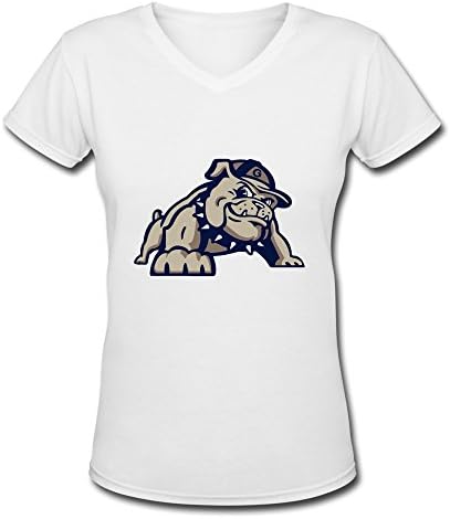 JAJUS Women's NCAA Georgetown Hoyas V-Neck T-Shirt White S
