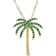 14K Yellow Gold Tsavorite and Yellow Sapphire Palm Tree Necklace