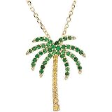 14K Yellow Gold Tsavorite and Yellow Sapphire Palm Tree Necklace