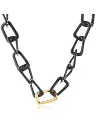 KARA by Kara Ross Mini Square, Ebony Resin and Gold Link Necklace, 15"