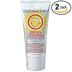 California Baby SPF 30 + Sunscreen Lotion - Super Sensitive, 2.9 oz (Pack of 2)
