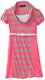 Amy Byer Girls 7-16 Neon Stripe Cowl Neck Belted Dress