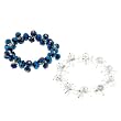 Set of 2 Faceted Rondell Glass & Bead Stretchy Bracelets - 7.5'' Length - Clear and AB Blue