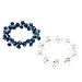 Set of 2 Faceted Rondell Glass & Bead Stretchy Bracelets - 7.5'' Length - Clear and AB Blue