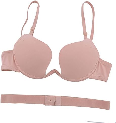 Desiraa Women Push Up Bra Deep U Low Cut And Convertible Backless Invisible Bra 38B Nude