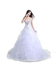 Strapless Backless Applique Lace-Up  Beaded Pleated Satin/Tulle   Ball Gown  Dress With Ruffles