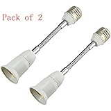 Yueton 2pcs E27 Extension Adaptor ,11" E27 LED Light Bulb Lamp Holder Flexible Gooseneck Extension Adapter Converter Screw Socket Extender 28cm