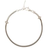 Avedon Sterling Silver Snake with Brass Silver Plated Stoppers, 8.25+1 Extender
