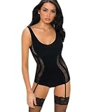 SeXy Black Seamless Teddy Fishnet Detachable Garters