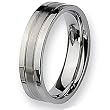Grooved Brushed and Polished Stainless Steel Ring (6.0 mm) - Sizes 6-13