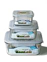Kinetic Glasslock 3 Piece Square Glass Food Storage Set With Locking Lids