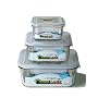 Kinetic Glasslock 3 Piece Square Glass Food Storage Set With Locking Lids